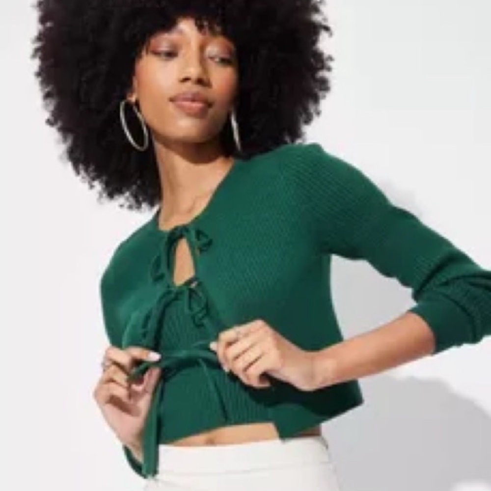 NWOT Wild Fable Emerald Green Tie-Front Cardigan